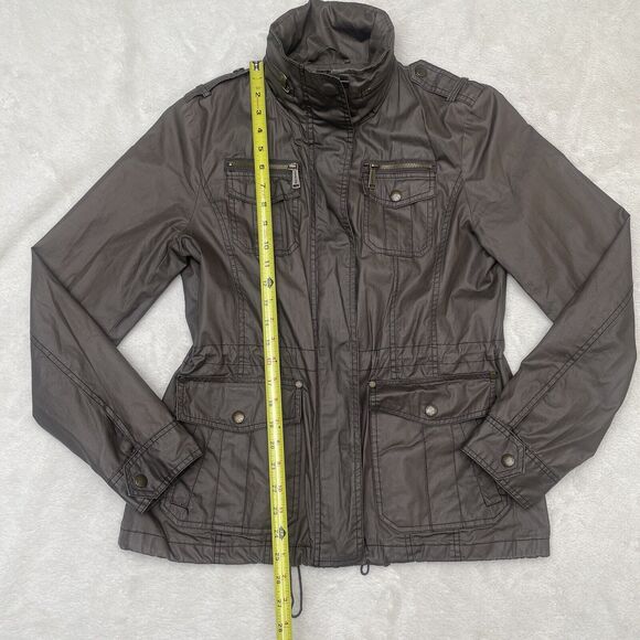 Michael Kors Field Jacket Women’s Size Small Gray Adjustable Waist Hooded - Picture 7 of 14